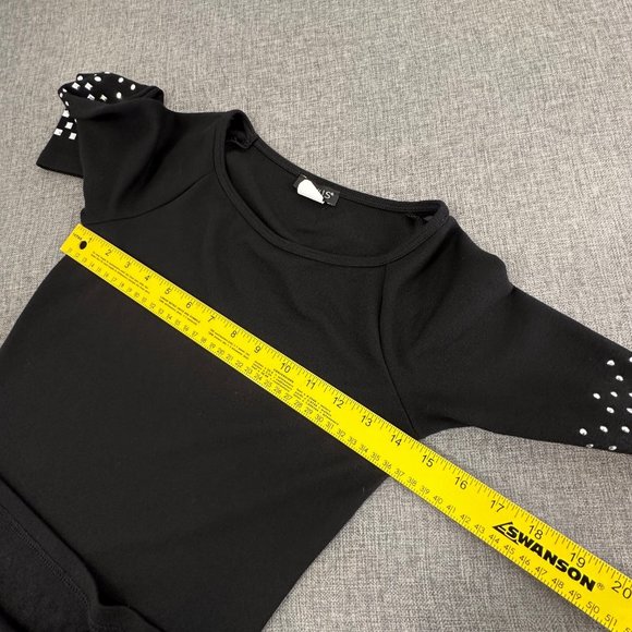 Venus Black Dress‎ Silver Studs Size XS Round Neck Viscose Polyester Elastan - Picture 10 of 12